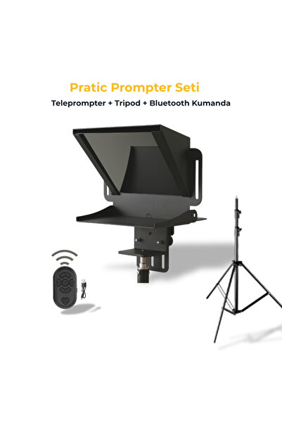 Pratic Prompter Pratic Teleprompter Seti (Teleprompter + Tripod + Bluetooth Kumanda)