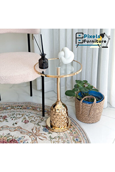 PixelsFurniture A stylish serving table from Pixel Furniture, with a heat-resistant glass top and metal base, 35*55cm