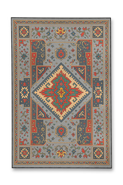 Rugs Modern Halı سجادة موسو زرقاء بنفسجية اللون بنمط زهور عرقية منسوجة بقاعدة...