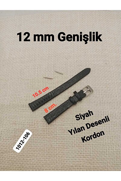 Brality 12 mm Compatible Women's Wristwatch Band-Strap Snake Pattern Black Co...