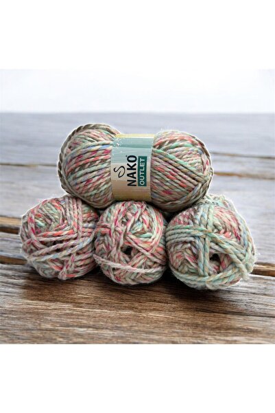 NAKO Outlet Spaghetti İhraç Fazlası El Örgü ipi 500gr - Ebruli
