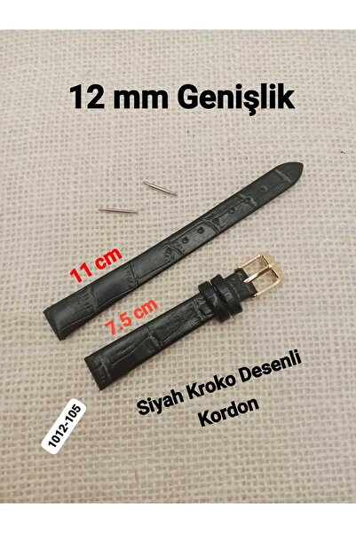 Brality 12 mm Compatible Women's Watch Band Croco Pattern Black Color Model G...