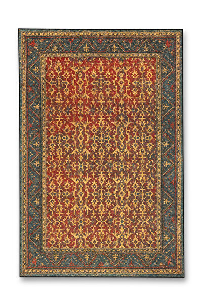 Rugs Modern Halı MOSSO Μπλε Μωβ Αποχρώσεις Έθνικ Λουλούδια με Σχέδιο Υφαντή Β...