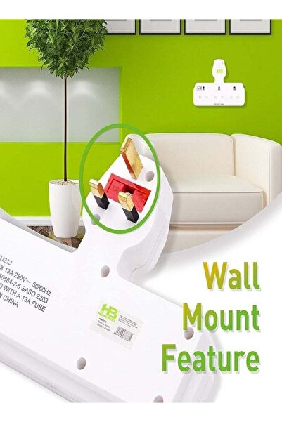 Home Best High-quality three-prong electrical connector with a 13-amp protection fuse and child-resistant sliding safety covers. White color.