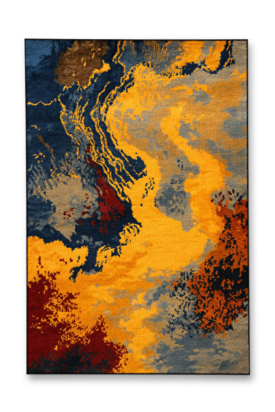 Rugs Modern Halı MOSSO Μπλε Μωβ Αποχρώσεις Εθνικά Λουλούδια με Σχέδιο Υφαντή ...