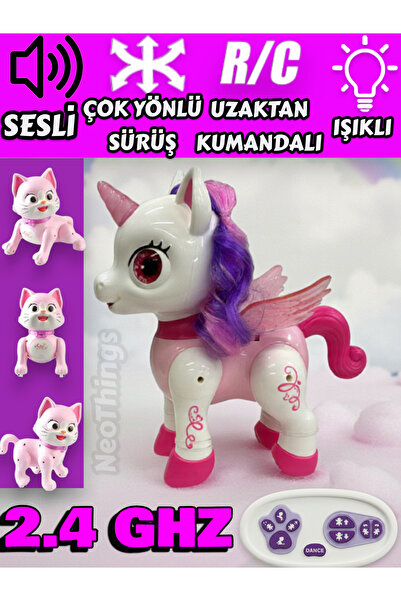 YILDIRIM OYUNCAK Uzaktan Kumandalı Çok Yönlü Hareketli Şarjlı Sesli Işıklı Dans Edebilen 18 cm Unicorn Robot