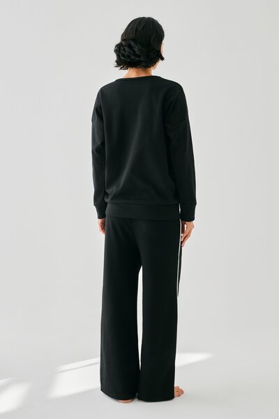 Akbeniz Γυναικείο Σετ Φόρμας Μαύρο Ψάρι oversized 2 Νήματα για το σπίτι