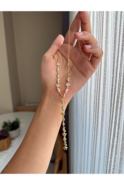 LOİF TAKI قلادة نجمة فولاذية VIP على شكل هلال طراز Y