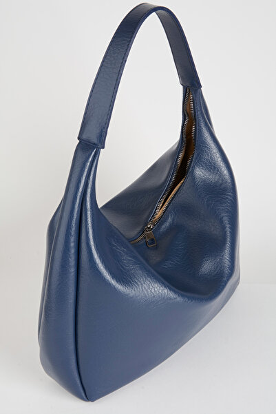 Vivaq Women's Pear Navy Blue Lined Faux Leather Zipper Closure Handbag and Shoulder Bag