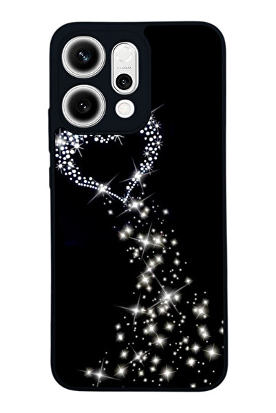 OPPO Reno 14 Uyumlu Baskılı, Mat Siyah,Yumuşak Silikon, Koruyucu,Şok Emici Ka...