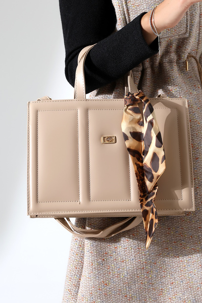 Encool Geantă model cutie bej pentru femei |   Geantă de mână și de umăr eleg...