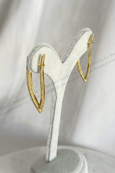 Bessence Jewelry Co Xuping 14K Gold Linear Çelik Küpe