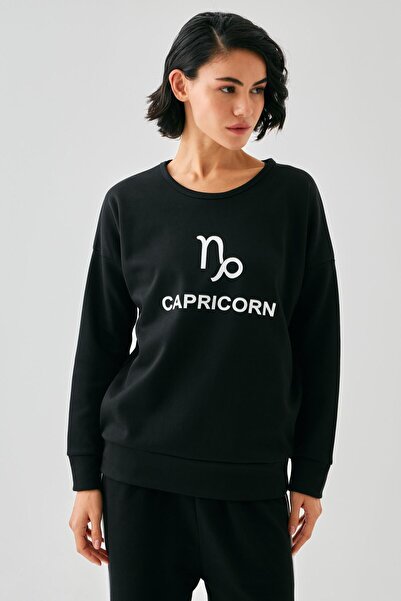 Akbeniz Γυναικείο Σετ Φόρμας Μαύρο Αιγόκερως oversized 2 Νήματα για το σπίτι