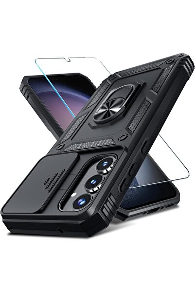 Kipgsm Samsung Galaxy A35 Uyumlu Ekran Koruyucu Kılıf Sürgülü Yüzüklü Standlı...