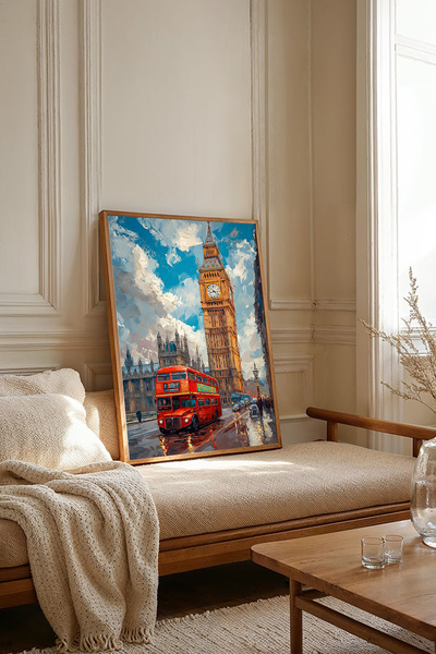 Dekorsiahome Tek Parça Ahşap Çerçeveli Oturma Odası Salon Mutfak Tablosu TK1963