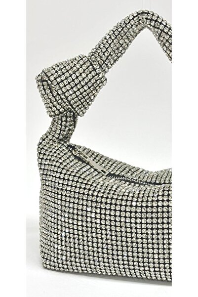 Night Flare Women's Tiny Luxury Rhinestone Diamond Black Evening Dress Clutch Chain Strap Handheld Wedding Engagement Evening Bag