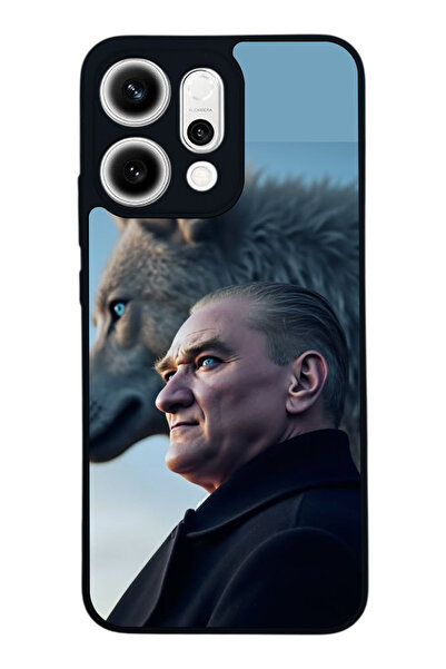 Aksel Kılıf Reno 14 Compatible Printed , Matte Black, Soft Silicone, Protecti...