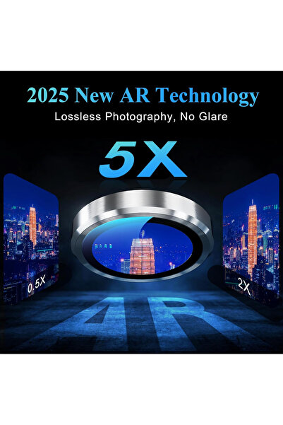 KVK PRİVACY واقي عدسة الكاميرا المتوافق مع iPhone 17 Pro / 17 Pro Max، واقي زجاجي مقوى، عدسة مسطحة فضية