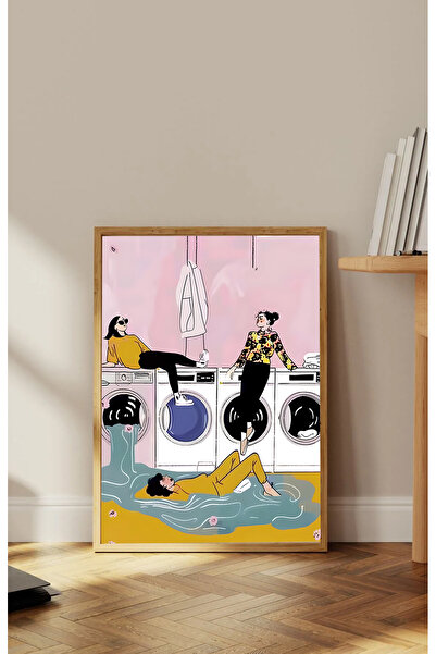 Dekorsiahome Tek Parça Ahşap Çerçeveli Oturma Odası Salon Mutfak Tablosu TK1998