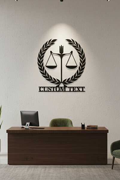 Grandmix Kişiye Özel İsimli Avukat Hukuk Bürosu Adalet Terazisi Metal Ofis Dekor