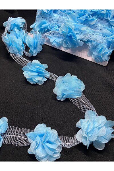 Massaltay Blue Laser Flower on a String 1 Meter – Decorative Ribbon, Henna and Handicraft Material