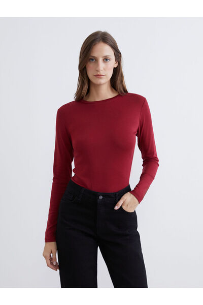 LC Waikiki Claret Red Crew Neck Women's Bodysuit