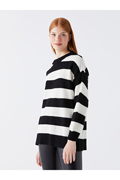 LC Waikiki Crew Neck Color Blocked Long Sleeve Women's Knitwear Sweater