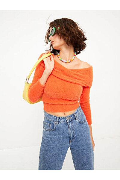 LC Waikiki Boat Neck Plain Long Sleeve Women's Knitwear Sweater