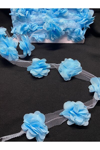 Massaltay Blue Laser Flower on a String 1 Meter – Decorative Ribbon, Henna and Handicraft Material