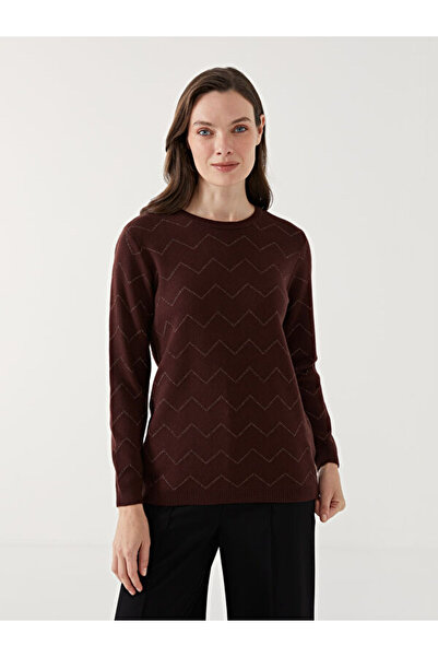 LC Waikiki طاقم الرقبة منقوشة سترة تريكو المرأة