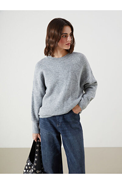 LC Waikiki طاقم الرقبة سترة تريكو المرأة كبيرة الحجم