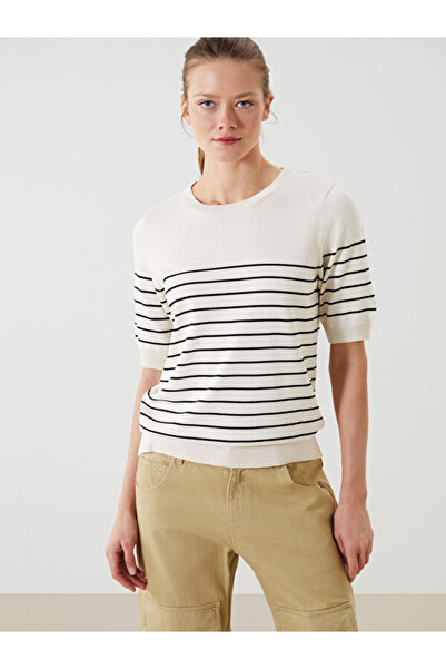 LC Waikiki Crew Neck Striped Women's Knitwear Sweater