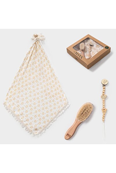 LOVE MAXX مجموعة العناية بالطفل من لوفماكس – بطانية من الموسلين + مشط من شعر ...