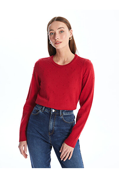 LC Waikiki Crew Neck Self Patterned Long Sleeve Women's Knitwear Sweater