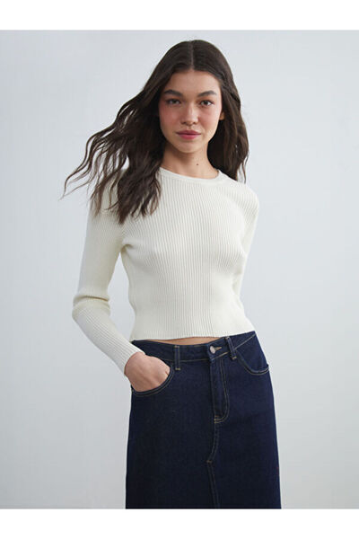 LC Waikiki طاقم الرقبة سترة تريكو المرأة