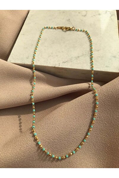 BuinJewellery Mini Mavi Turkuaz Boncuklu Kolye