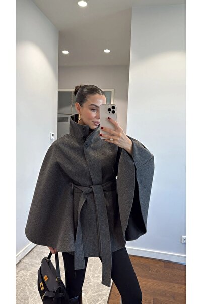 ALVOR Stamped Poncho with Belt Detail