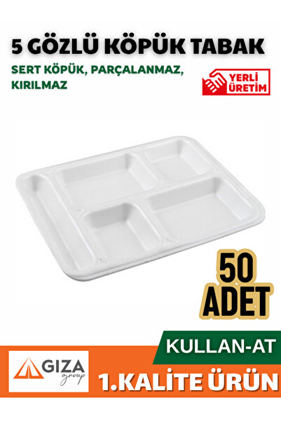 Giza Ambalaj Köpük Tabak 5 Gözlü 50 Adet Sert Köpük 1. Kalite