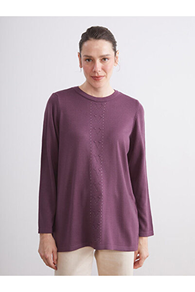 LC Waikiki Bisiklet Yaka Taşlı Kadın Triko Kazak