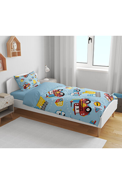 Erays Home Cars Patterned 3D Digital Printed Single Boy's Duvet Cover Set