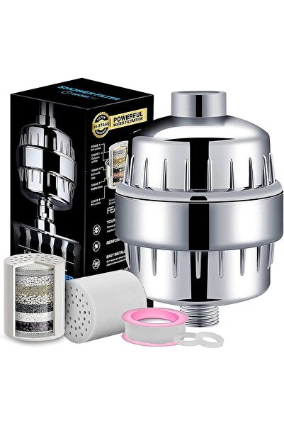 SULFAR فلتر دش من 15 مرحلة للمياه العسيرة - يزيل الكلور - يتضمن خرطوشتين