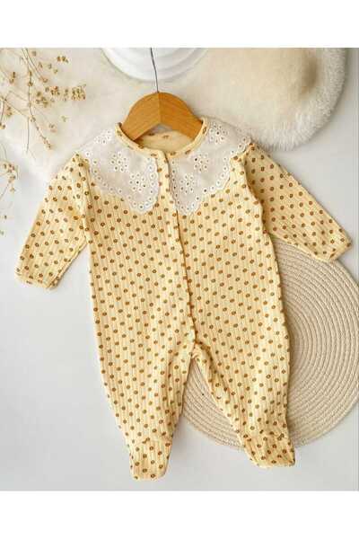 Mamman's Long Sleeves, Fishtail, Lace Collar Snap Fasteners, Booties, Cotton, Baby Girl 3-Piece Romper Set, Sleeping Bag