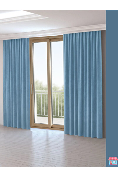 SamLive Kadife Dokulu Lavanta Mavisi Ekstrafor Büzgülü Yüksek Kalite Fon Perde Tek Kanat