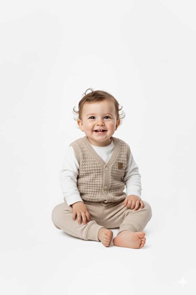 Mamman's 2-Piece Knitted Sweater Vest, Buttoned Baby Boy-Winter Vest Set