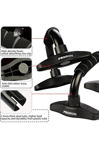 PROIRON Push-Up Bars with Non-Slip Foam Handles (Pair, Black)