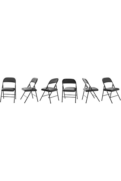 ECVV Folding Office & Outdoor Chair, Padded Seat, Carbon Steel Frame, Black