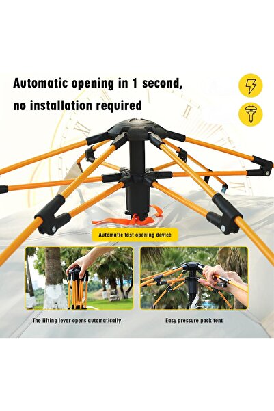 Generic Gray Cloud-Pattern Pop-Up Camping Tent for 3-4 People with Moisture-Resistant Pad