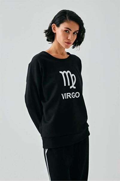 modaserdem Mdsrdm Women's Black Virgo Oversized 2 Thread Tracksuit Home Wear Set