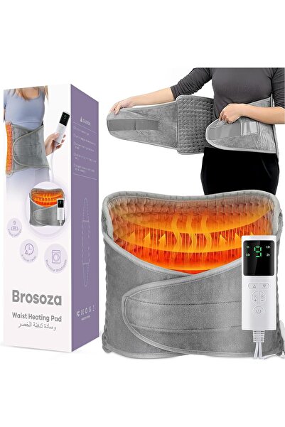 Brosha Electric Waist Heating Pad, LCD, 9 Heat Levels, 4 Timers, Machine Washable, 30.5cm×1.3m