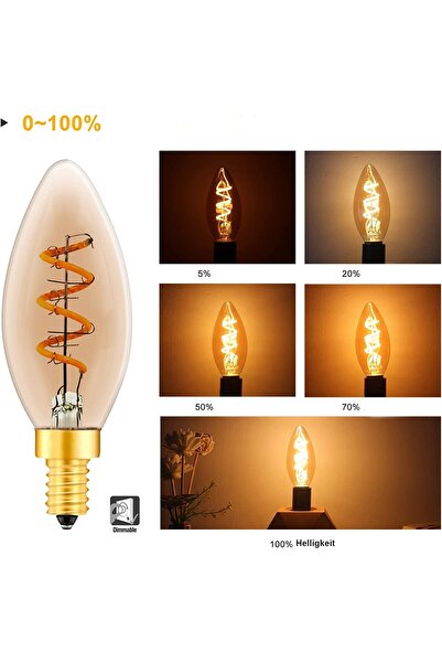genernic مصباح شمعة إيديسون LED قابل للتعتيم E14 C35 ثريا عتيقة 3 وات (مكافئ 40 وات)، لون كهرماني 2200 كلفن
